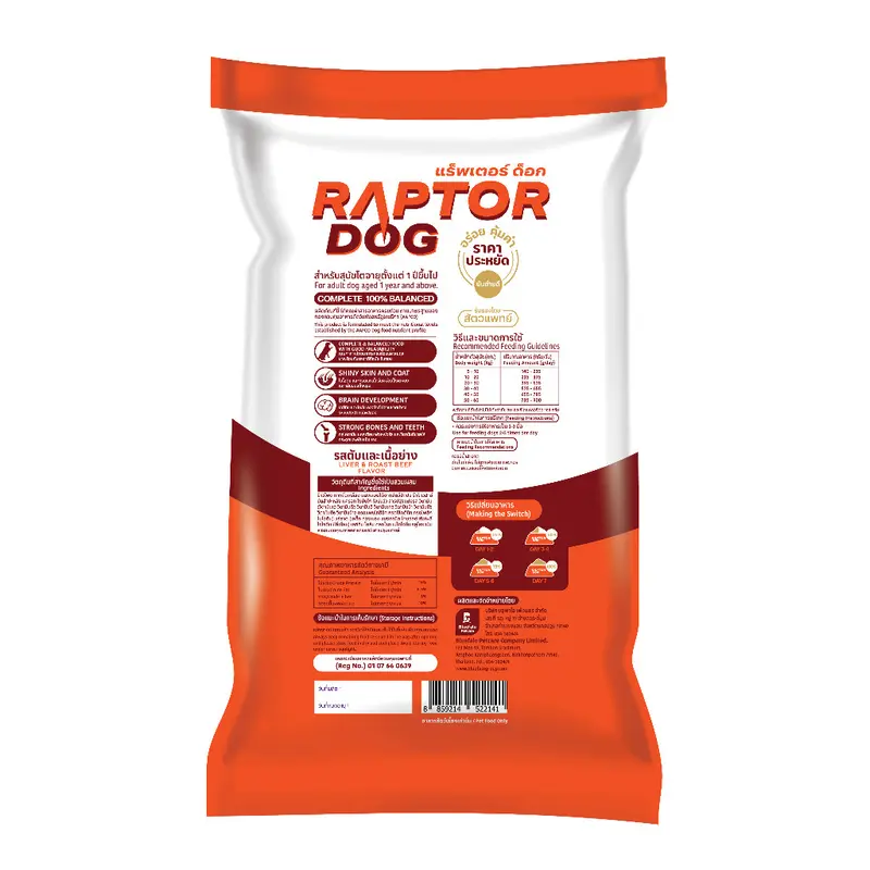 [กระสอบ10-20KG] Raptor Dog แร๊พเตอร์ด๊อก อาหารสุนัขโต…
