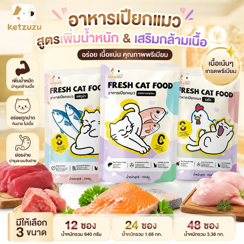 [12/24/48 ซอง] อาหารเปียกแมว ดูแลระบบทางเดินอาหาร…