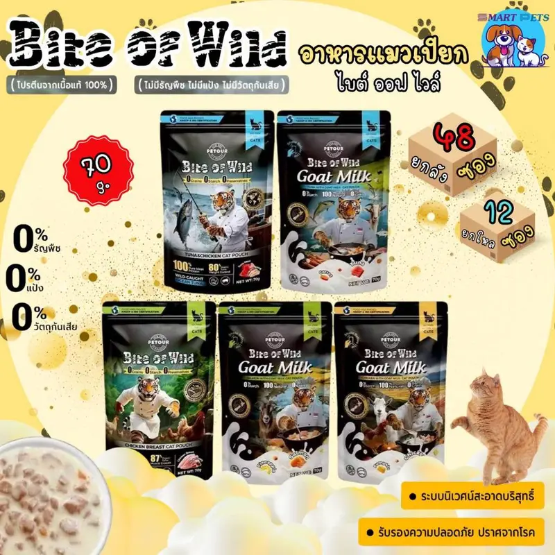 [ยกโหล 12 ซอง-ยกลัง 48 ซอง] Bite of Wild อาหารเปียกแมว…