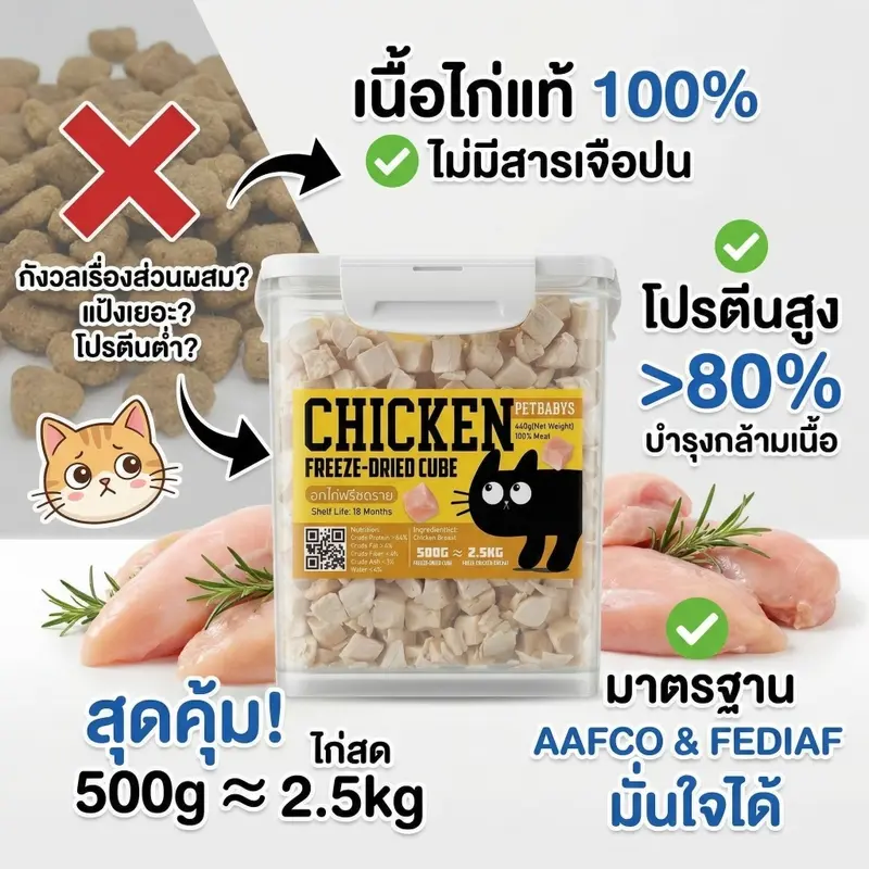 อกไก่ฟรีซดรายขนมฟรีซดราย2.5L ฟรีซดรายขนมแมวไก่ฟรีซดร… - ภาพที่ 4