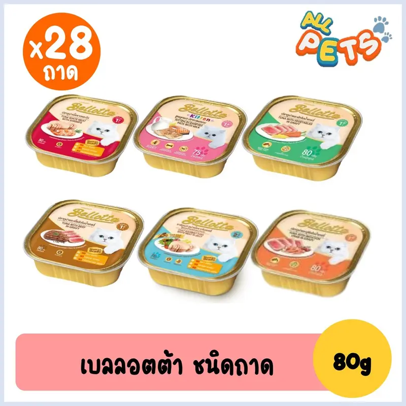 (ยกลัง28ถาด) Bellotta เบลลอตต้า อาหารแมวเปียก แบบถาด…