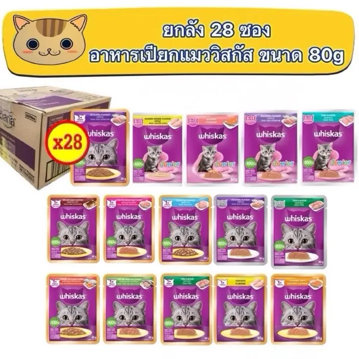 (ยกลัง 28 ซอง) อาหารแมวเปียกวิสกัส Whiskas… (ยกลัง 28 ซอง) อาหารแมวเปียกวิสกัส Whiskas…