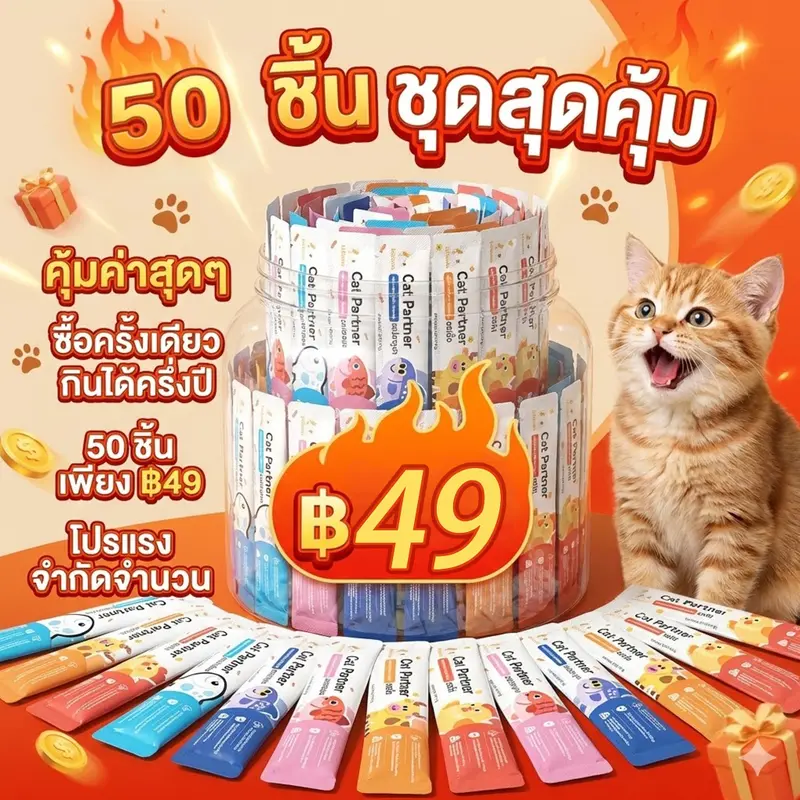 (50 ซอง) Ketzuzu ขนมแมวเลีย รสปลา ขนมแมวแท่ง… (50 ซอง) Ketzuzu ขนมแมวเลีย รสปลา ขนมแมวแท่ง…