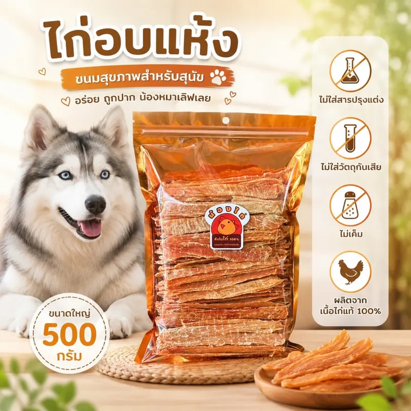 ไก่อบแห้ง ขนมสุนัข ขนมแมว ขนาด 500 กรัม By… - ภาพที่ 3