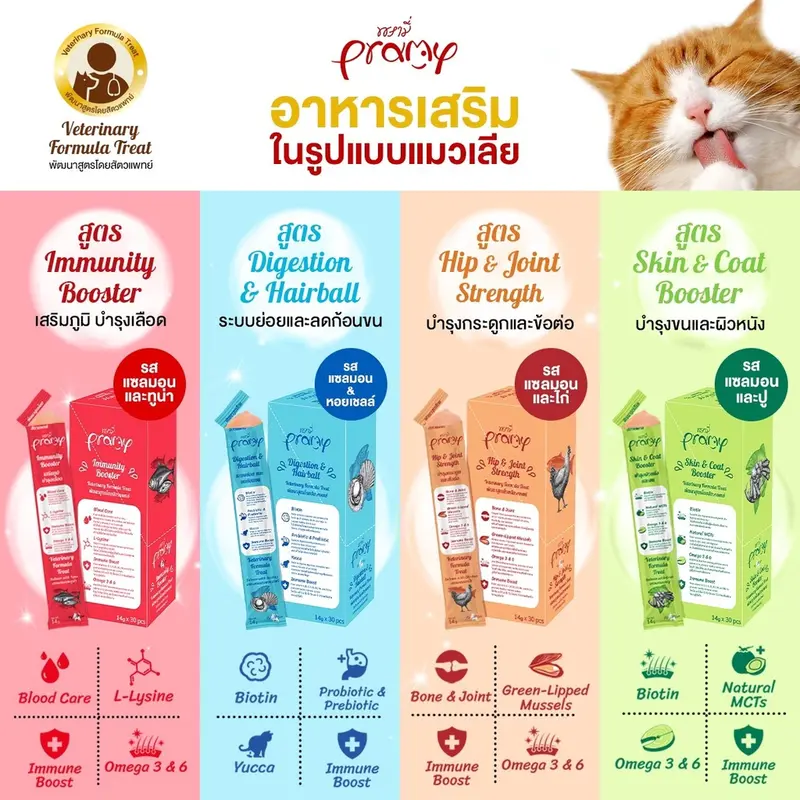 Pramy อาหารเสริมแมวเลีย ขนมแมวเลีย สูตรบำรุงเลือด /…