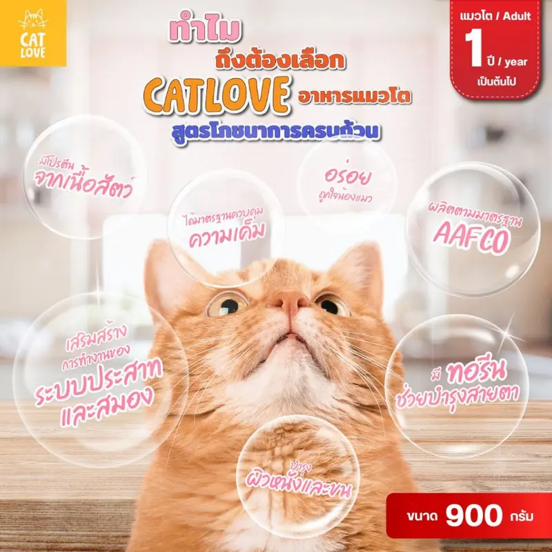 CATLOVE อาหารเม็ดสำหรับแมวโต900กรัม… - ภาพที่ 3