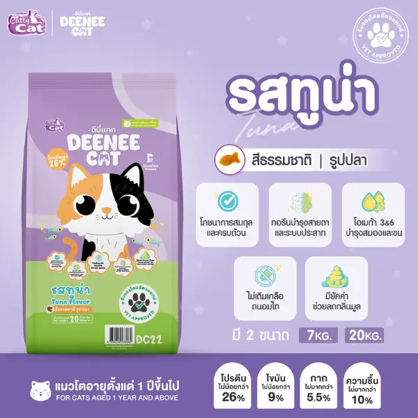 DEENEE CAT อาหารแมวโต ยกกระสอบ ไม่เติมเกลือ - ภาพที่ 5