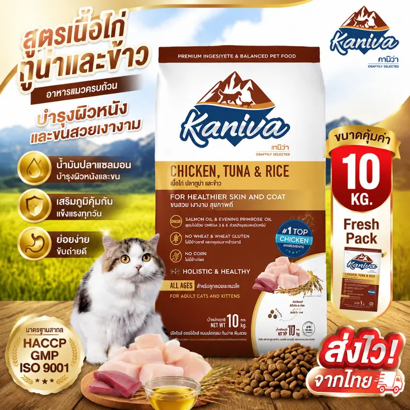 Kaniva อาหารแมว 1-10 กิโล ไก่, ทูน่า และข้าว. Super… Kaniva อาหารแมว 1-10 กิโล ไก่, ทูน่า และข้าว. Super…