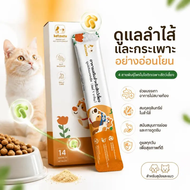 Ketzuzu 12/24 แพ็ค อาหารเสริมแมว วิตามินแมว โปรไบโอติก… - ภาพที่ 3