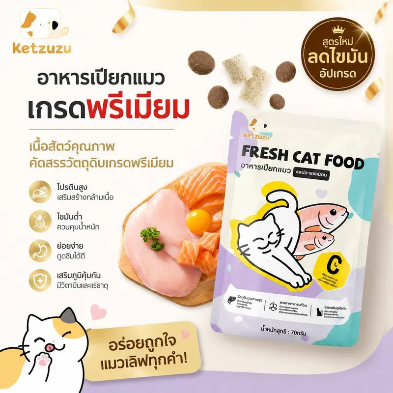 [12/24/48 ซอง] อาหารเปียกแมว กินอร่อยไม่เบื่อ รสแซลมอน…