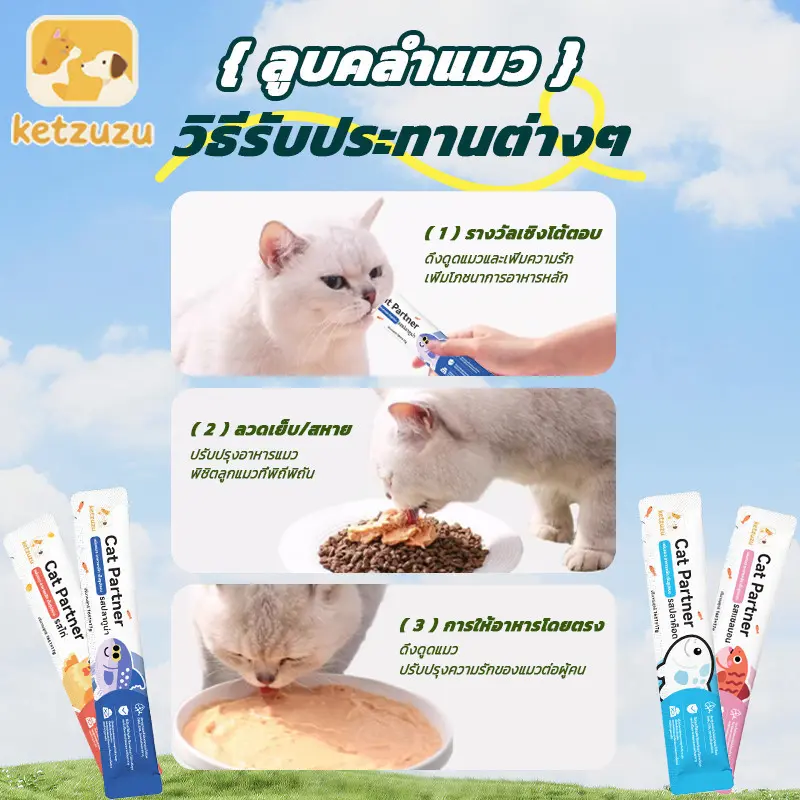 Ketzuzu อาหารแมว 16g ยกแพ็คใหญ่ ขนมแมวเลีย กินดี… - ภาพที่ 6