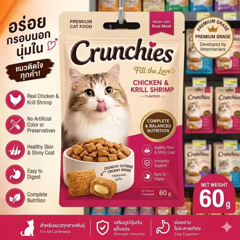 Korean Crunchies ขนมแมว พัฟกรอบนอก นุ่มใน… Korean Crunchies ขนมแมว พัฟกรอบนอก นุ่มใน…