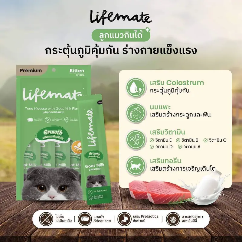 ขนมแมวเลีย Lifemate Cat Mousse Creamy แบบ 25 ซอง… - ภาพที่ 3