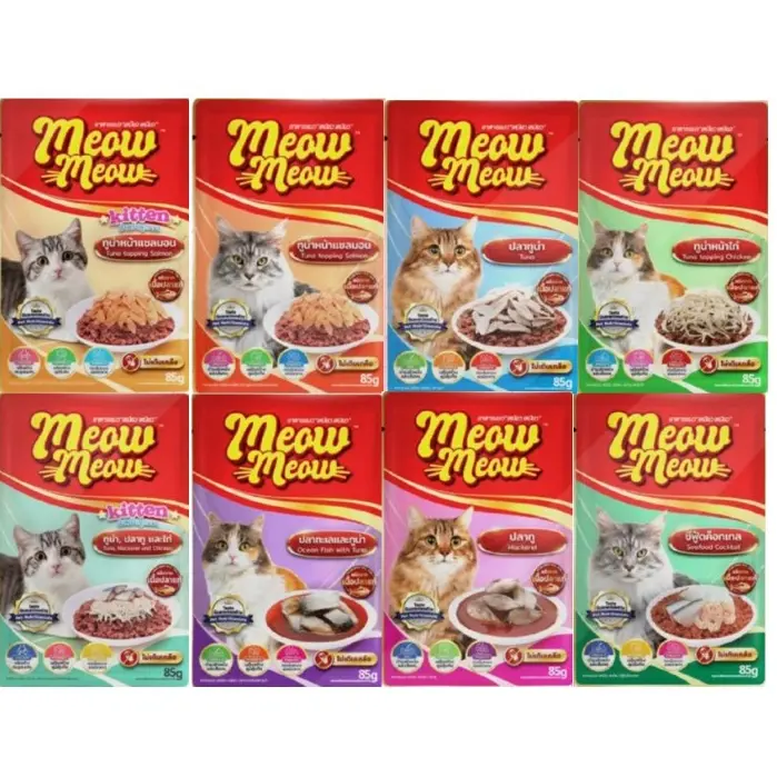 Meow Meow อาหารเปียก 85 g ยกโหล (12 ซอง) Meow Meow อาหารเปียก 85 g ยกโหล (12 ซอง)