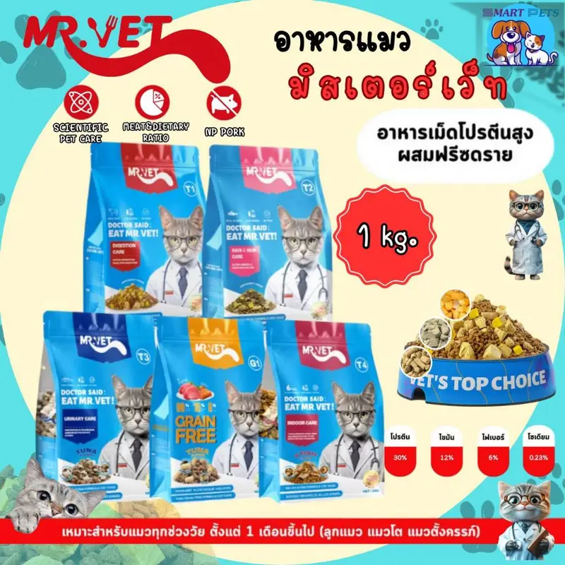 Mr.Vet อาหารเม็ดแมว Holistic มิสเตอร์เวท ขนาด 1 KG… - ภาพที่ 3