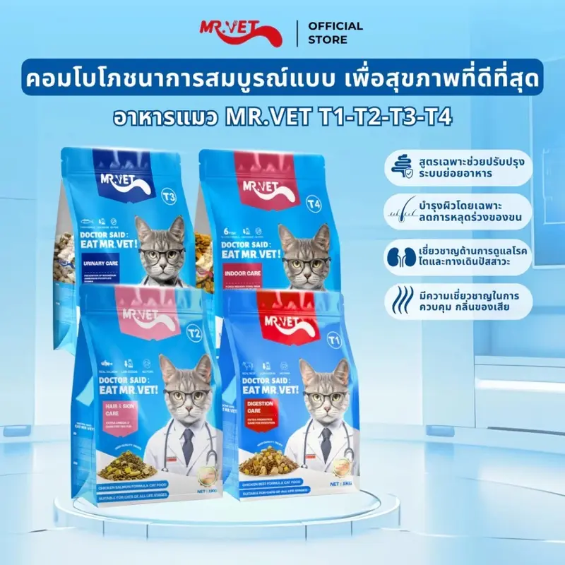 Mr.Vet อาหารเม็ดแมว Holistic มิสเตอร์เวท ขนาด 1 KG… Mr.Vet อาหารเม็ดแมว Holistic มิสเตอร์เวท ขนาด 1 KG…