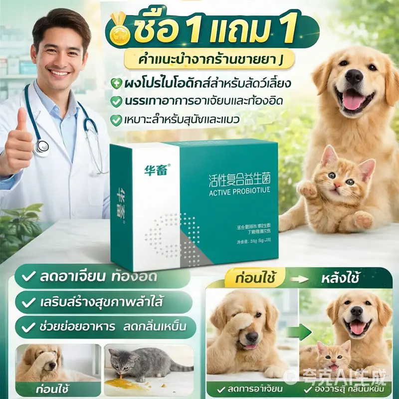 โปรไบโอติกสุนัขแมว อาหารเสริมสุขภาพลำไส้ ลดการติดเชื้อ…