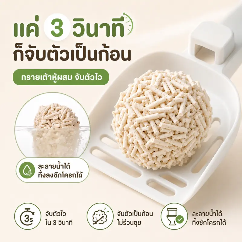 ทรายแมว PETWELL ทรายแมวเต้าหู้ออร์แกนิก 7L/2.2KG… - ภาพที่ 5