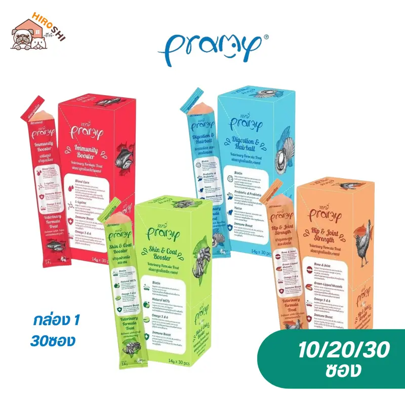 (10/20/30ซอง) ขนมแมวเลีย เสริมวิตามิน พรามี่ Pramy…