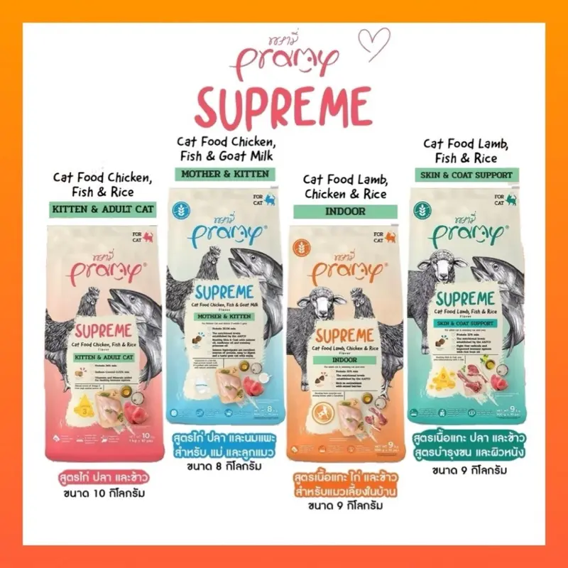 Pramy Supreme อาหารเม็ดแมว Mother/Kitten/Adult/Indoor/…
