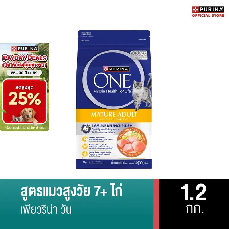 [เลือกขนาดได้] PURINA ONE Mature Adult 7+ อาหารแมว…