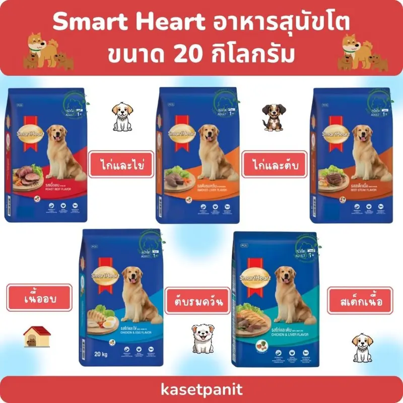 Smart Heart สมาร์ทฮาร์ท อาหารสุนัขโต ขนาด 18 - 20…