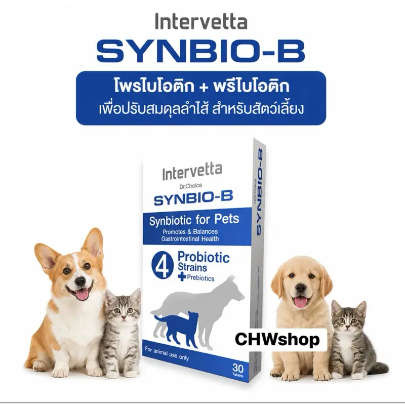 Synbio B โพรไบโอติก+พรีไบโอติก สุนัข-แมว…