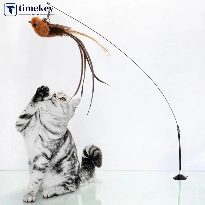 Timekey แมวของเล่นไม้ขนนกมีกระดิ่ง แบบโต้ตอบตลก… Timekey แมวของเล่นไม้ขนนกมีกระดิ่ง แบบโต้ตอบตลก…