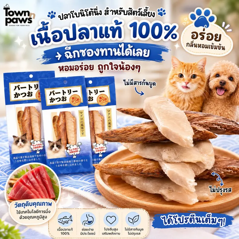 Townnpaws ปลาโบนิโต้นึ่ง อาหารแมว อาหารหมา ปลาทูแมว… Townnpaws ปลาโบนิโต้นึ่ง อาหารแมว อาหารหมา ปลาทูแมว…
