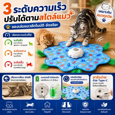 แมวหยุดเล่นไม่ได้! ของเล่นแมวอัจฉริยะ วิ่งสุ่ม 360°… - ภาพที่ 6