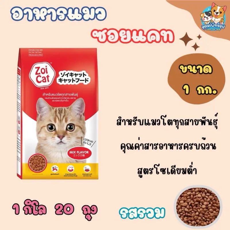 อาหารแมวซอยแคท zoicat ขนาด 1 กิโล 20 ถุง